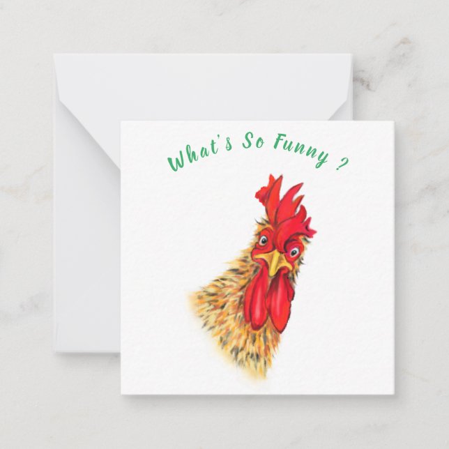 Carte amusante avec coq surpris - Texte personnali (Devant)
