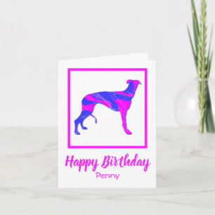 Carte amusante de chien rose Greyhound