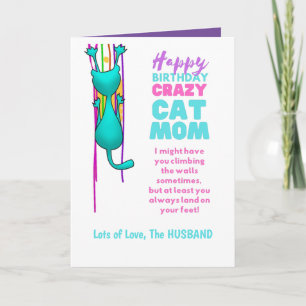 Carte Amusante Femme D'Anniversaire CAT MOM Du Mari