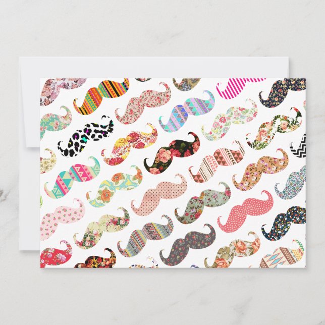 Carte Amusante Fille Colorée Motif Moustaches (Devant)