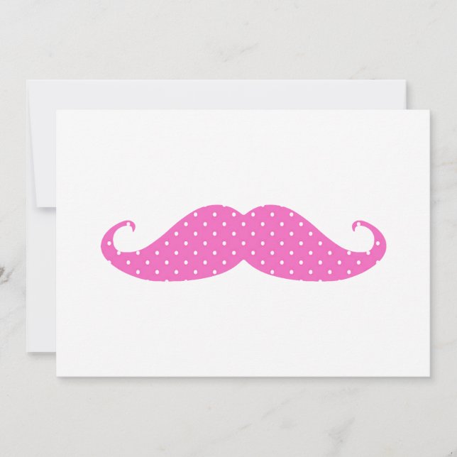 Carte Amusante Fille Rose Chaud Pois Moustache (Devant)