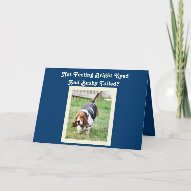 Carte amusante "Get Well" avec Basset Hound & Nap (Devant)