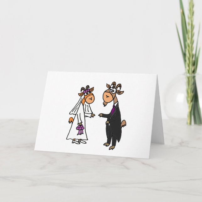 Carte Amusante mariée et Mariage de chèvre de chambre (Devant)