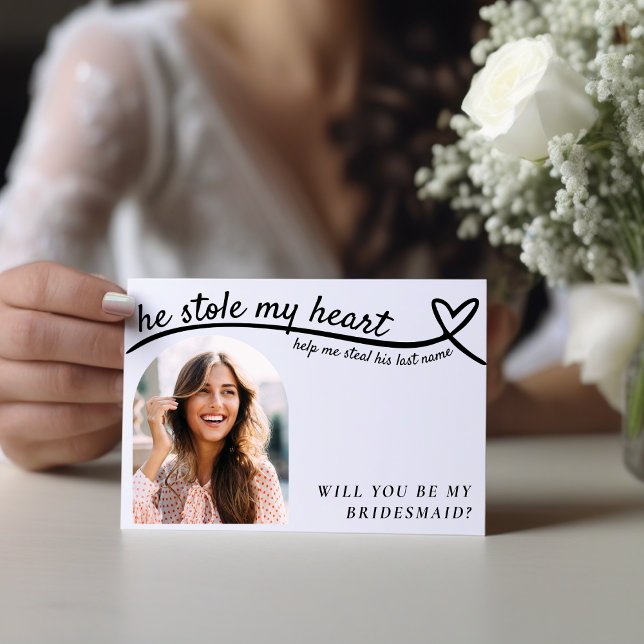 Carte Amusante Proposition de la domestique Photo Mariag (Funny Bridesmaid Proposal Photo Heart Line Wedding
)