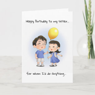 Carte Amusante Soeur d'Anniversaire pour de vrais parent