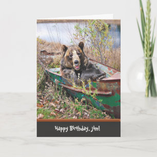 Carte Amusants Anniversaire Ours en bateau