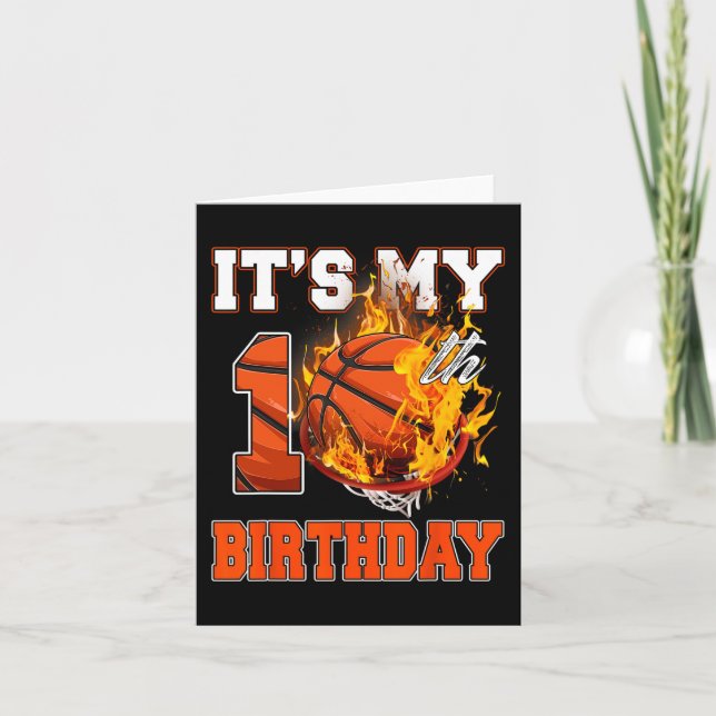 Carte Amusants C'est mon 10e anniversaire 10 ans Basketb (Devant)
