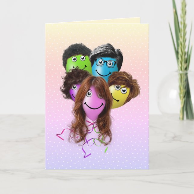 Carte Amusants gens Anniversaire Balloons (Devant)