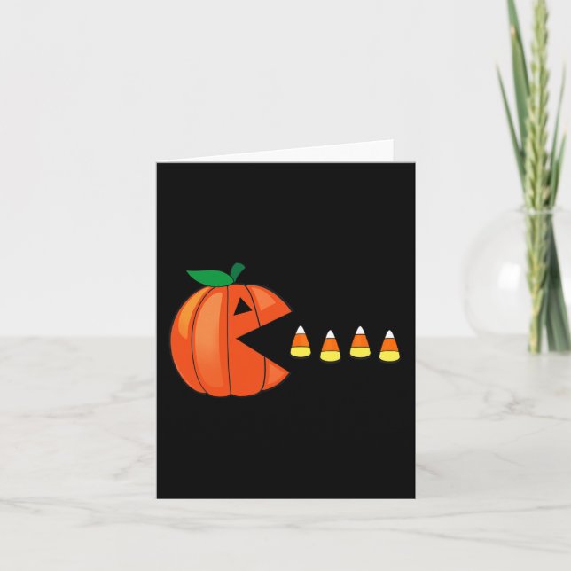 Carte Amusants Halloween Citrouille Manger Candy Corn (Devant)