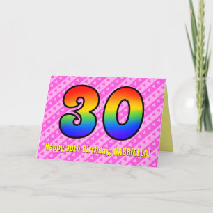 Carte Amusants Pink Stripes, Coeurs, Arc-en-ciel # 30e a