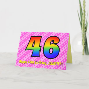 Carte Amusants Pink Stripes, Coeurs, Arc-en-ciel # 46e a