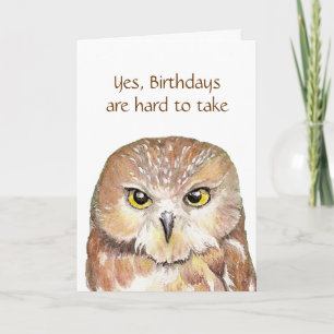 Carte Amusants sur la colline Chouette grumpy Anniversai