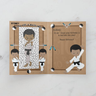 Carte Amusants Vous êtes A-Maze Black Boys Karate Annive