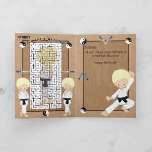 Carte Amusants Vous êtes A-Maze Blonde Boys Karate Anniv