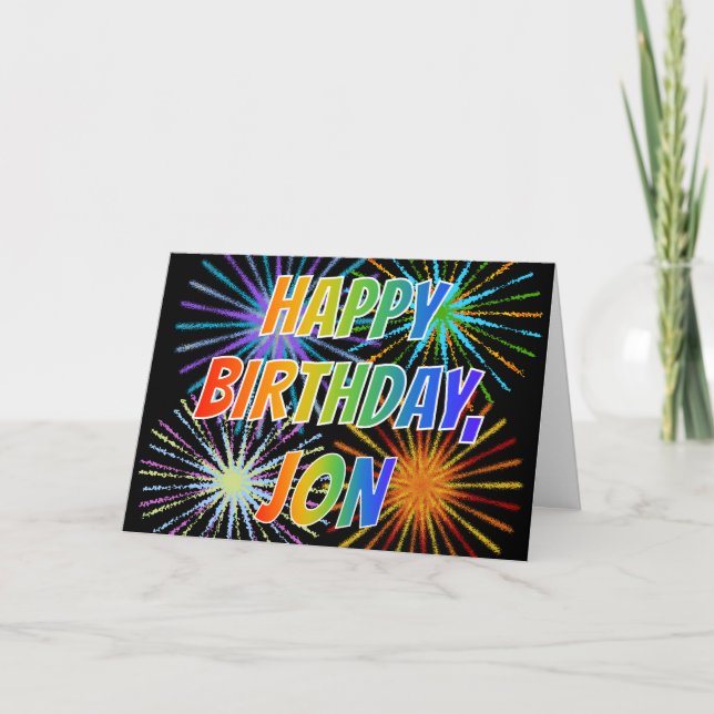 Carte Amusement "JOYEUX ANNIVERSAIRE " du prénom "JON" (Devant)
