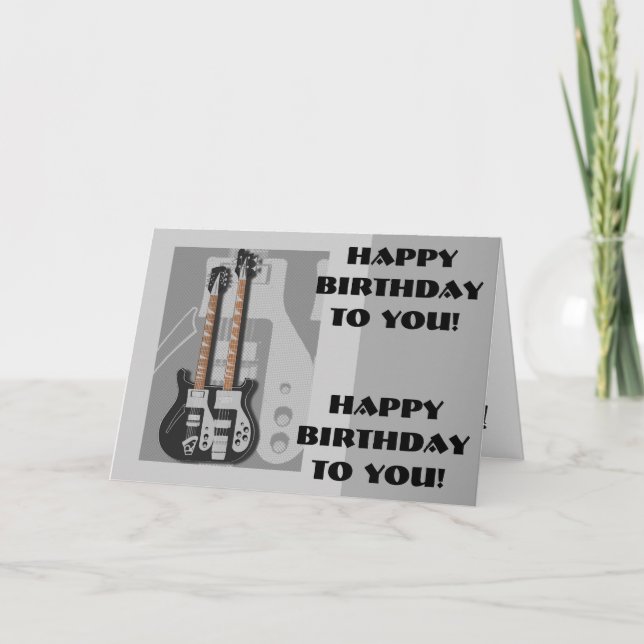 Carte Amusement, salutation d'anniversaire, guitare (Devant)