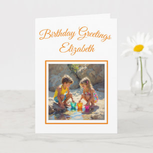 Carte Amusez-vous au Sun Girl and Boy sur la plage