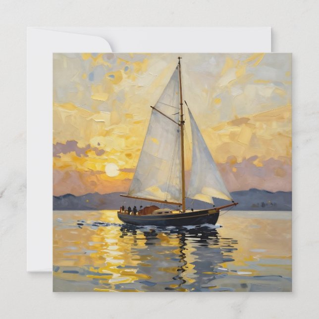 Carte An Impasto Illustration of a Sailboat at Sunset (Devant)