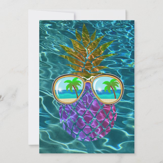 Carte Ananas d'été amusant avec lunettes de soleil (Devant)
