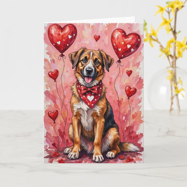 Carte Anatolian Shepherd Valentine’s Day Dog with Hearts (Fleur jaune)