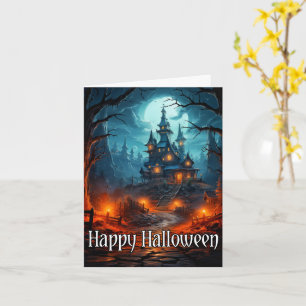 Carte Ancien manoir Éffrayant Halloween heureux