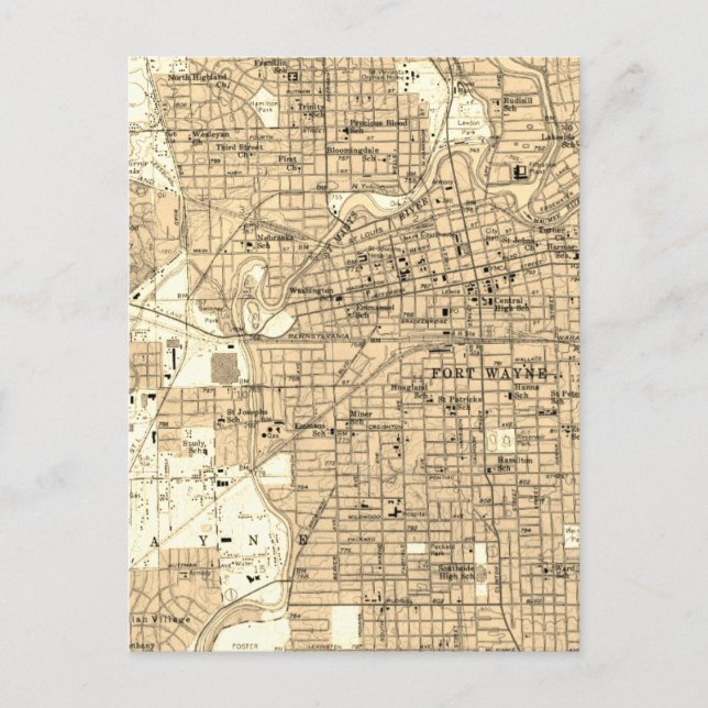 Carte ancienne de Fort Wayne Indiana  (Devant)