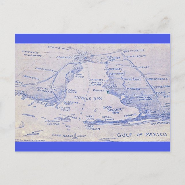 Carte ancienne de la baie de Mobile (Devant)