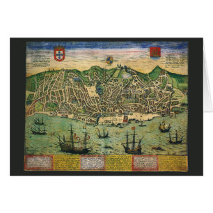 Carte ancienne de Lisbonne, Portugal par Braun/Hog