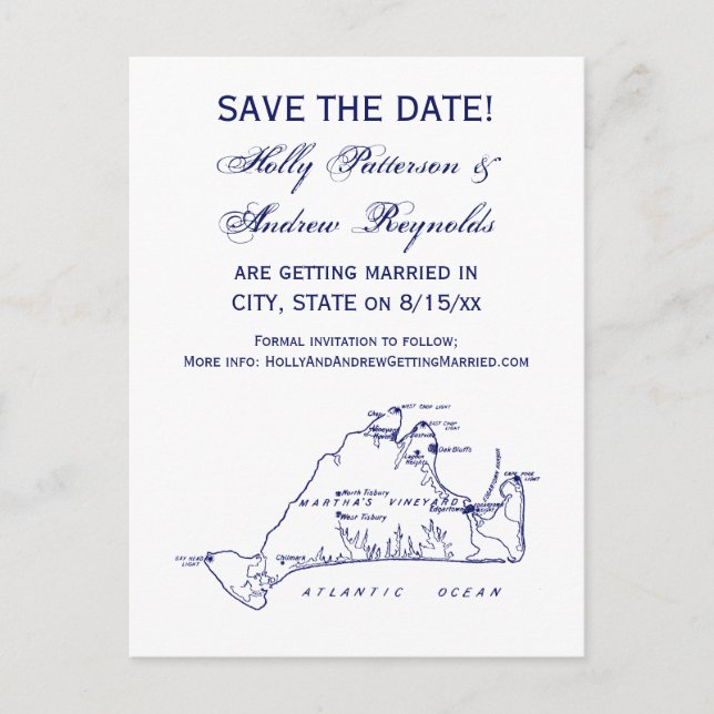 Carte ancienne de Martha's Vineyard #1 Bleu marine (Devant)