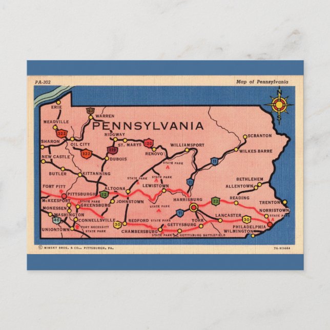 Carte ancienne de Pennsylvanie  (Devant)