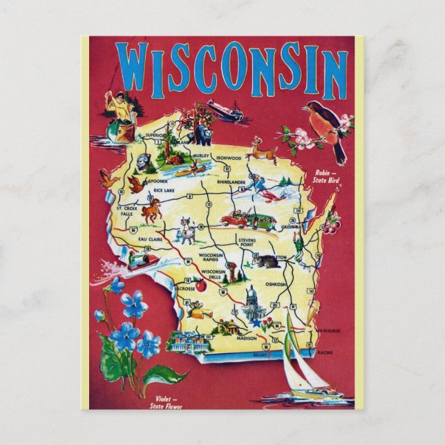 Carte ancienne du Wisconsin  (Devant)