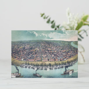 Carte Ancienne Saint-Louis Missouri Fleuve Mississ
