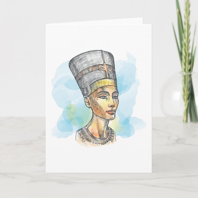 Carte Ancient Egyptian Queen Nefertiti Bust Sketch (Devant)
