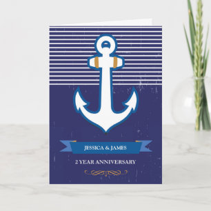 Carte Ancre de 2e année Anniversaire Mariage nautique