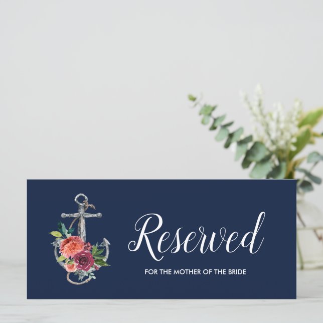 Carte Ancre florale | Panneau réservé du Mariage d'autom (Debout devant)