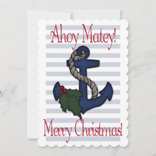 Carte Ancre nautique de Noël Ahoy Matey