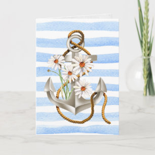 Carte ancre nautique et bouquet de marguerite sur bande