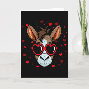 Carte Âne Saint-Valentin Sungles Cœur Amoureux Mignon 