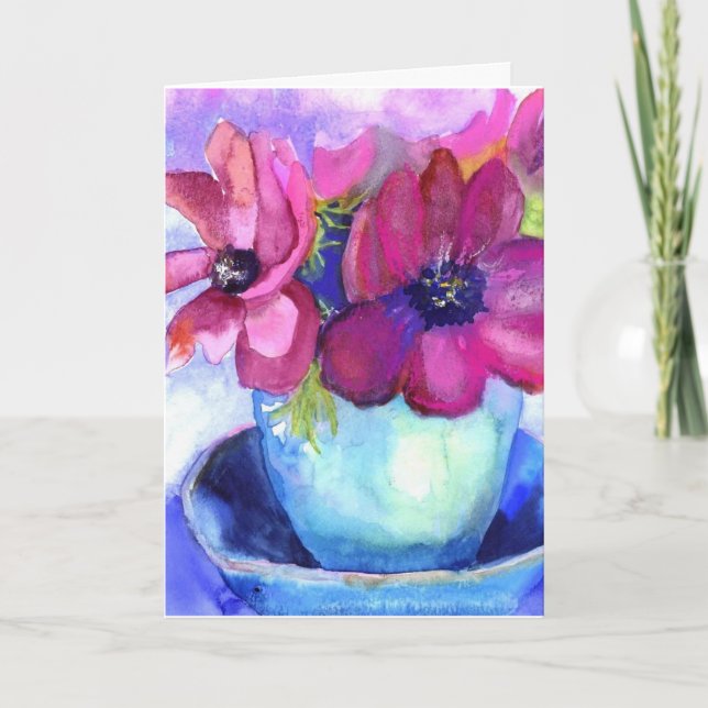 Carte anémones d'anniversaire (Devant)