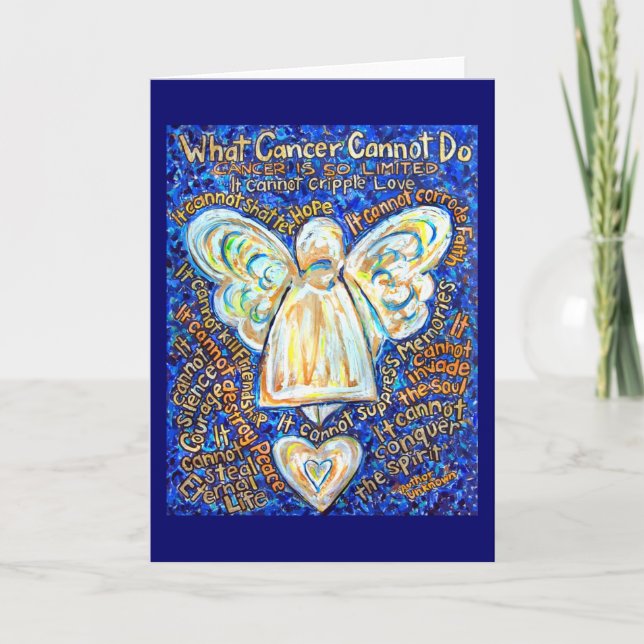 Carte Ange contre le cancer bleu et or (Devant)