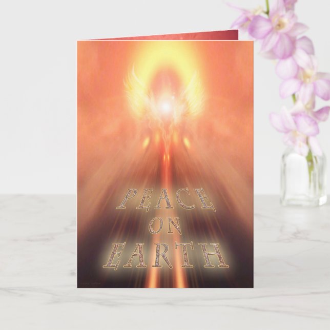 Carte Ange de lumière Noël "PAIX SUR TERRE" (Orchidée)