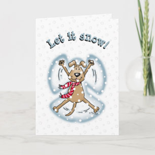 Carte Ange de neige Chien Amusant mignon Noël Vacances a