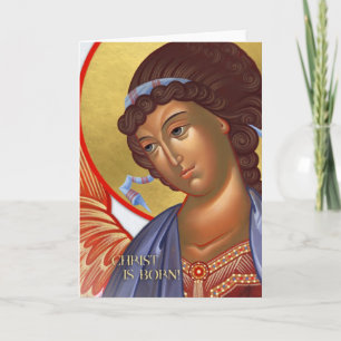 Carte Ange de Noël avec scène de nativité à l'inté