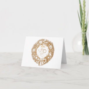Carte Ange de Noël d'or-couronne-Joyeux Noël