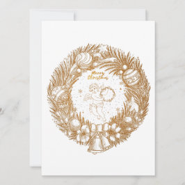 Carte Ange de Noël d'or-couronne-Joyeux Noël