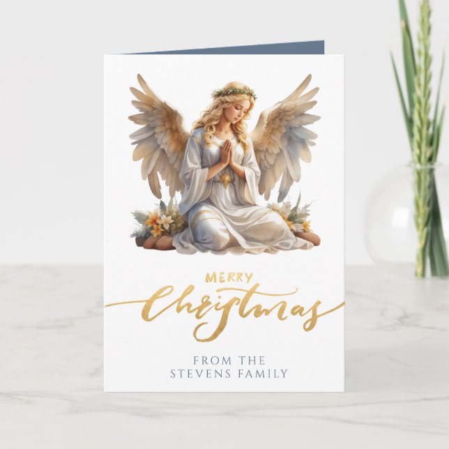Carte Ange de Noël photo pliée (Devant)