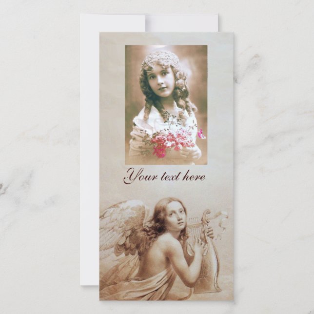 CARTE ANGE JOUER LYRA SUR LES NUAGES (Devant)