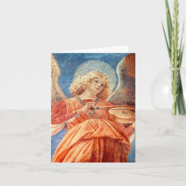 Carte ange musical jouant la fresque du violon (Devant)
