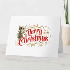 Carte Ange Orné-Joyeux Noël-Rétro