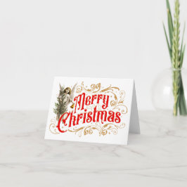 Carte Ange Orné-Joyeux Noël-Rétro
